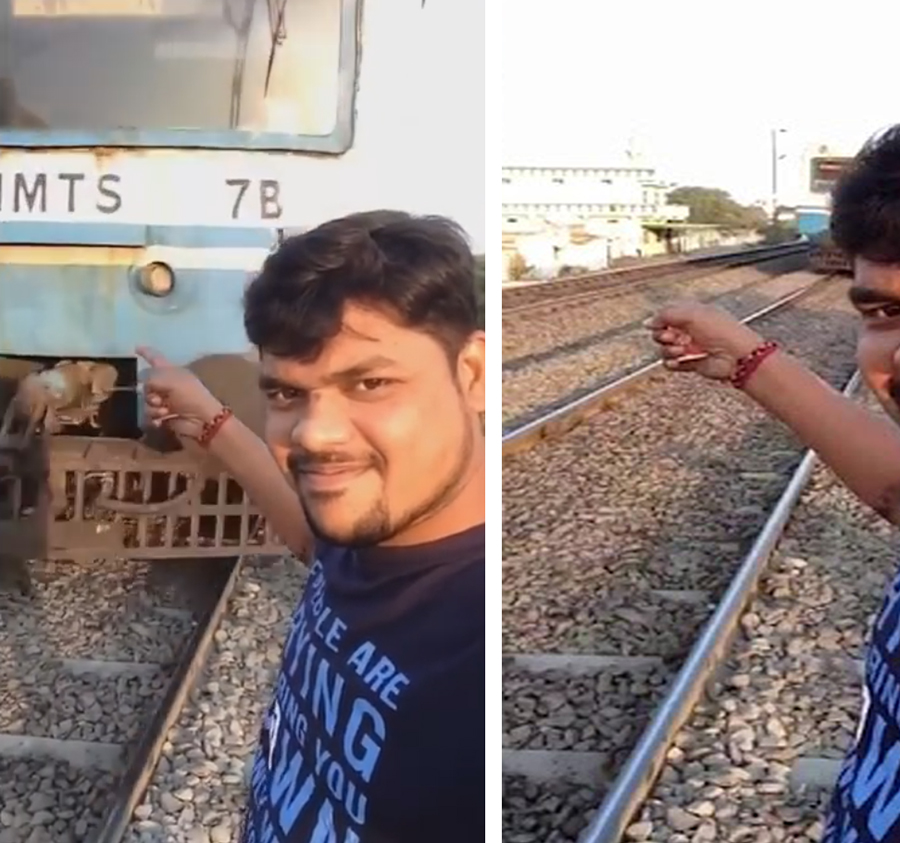 بالفيديو/ متهور أراد تصوير فيديو &quot;سيلفي&quot; مع القطار...فلقي صدمة عنيفة...نجا من الدهس لكنه &quot;طار&quot; من مكانه!