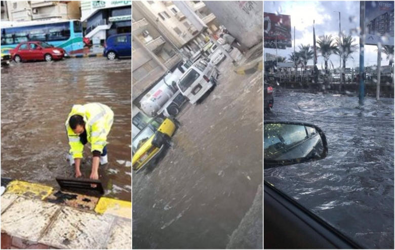 بالصور/ الاسكندرية أيضا تغرق بمياه الأمطار