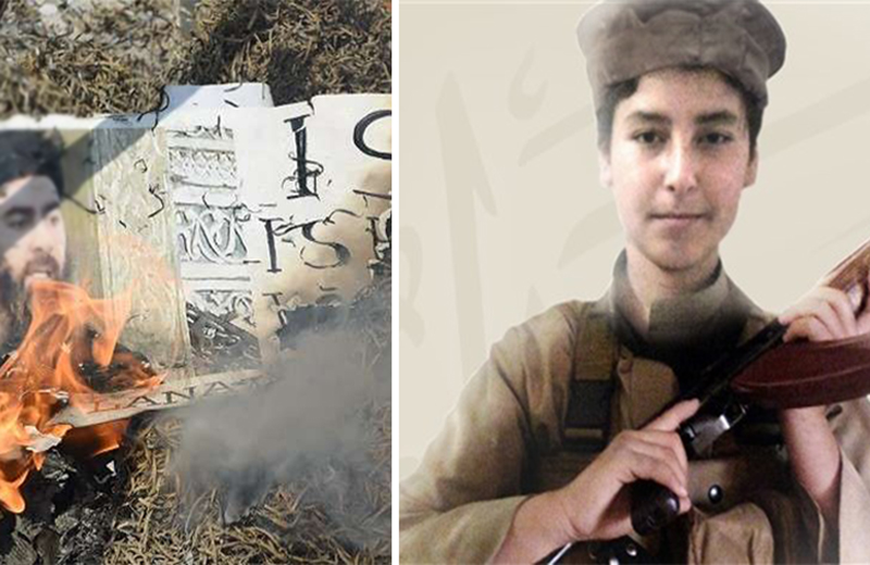 مواقع تابعة للتنظيم الإرهابي تعلن مقتل ابن البغدادي في حمص بسوريا وتنشر صورة لفتى يحمل بندقية