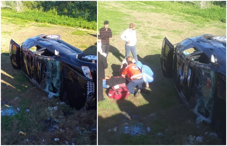 بالصور/ حادث سير في عدلون الجنوبية أدى الى تدهور &quot;الجيب&quot; الى الملعب