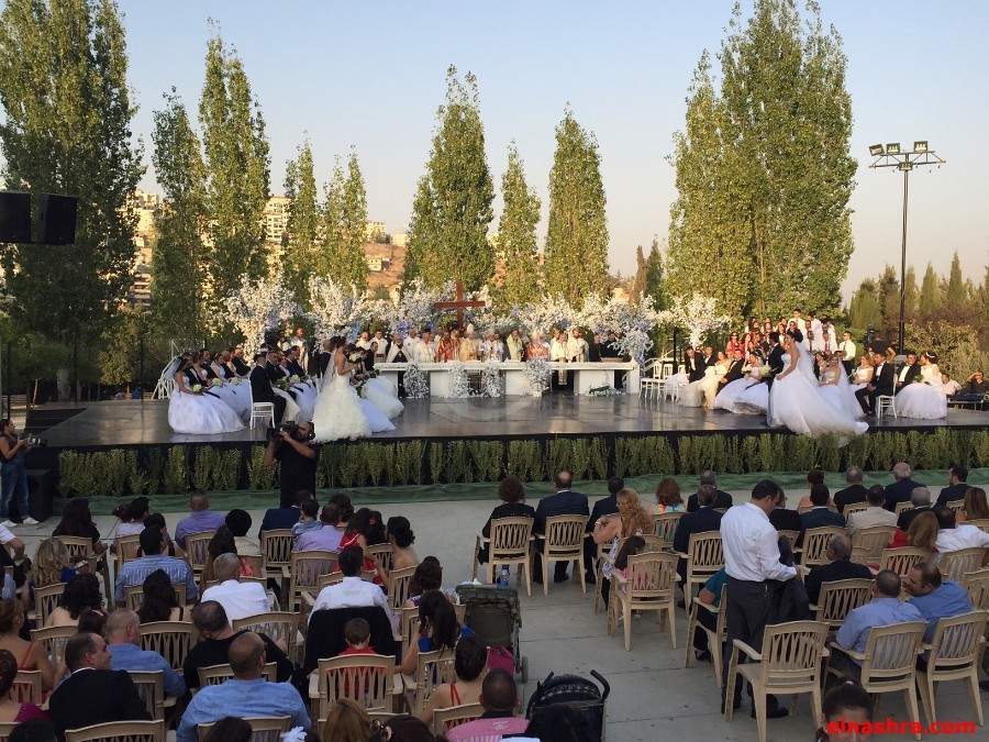 حفل زفاف جماعي لـ34 شاب وصبية في زحلة - فيديو 