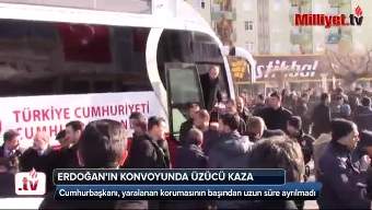 بالفيديو.. حافلة تقل أردوغان تدهس أحد حراسه!