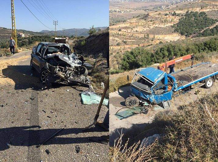 قتيل و جريح إثر حادث سير مروع على طريق عام بلدة بينو