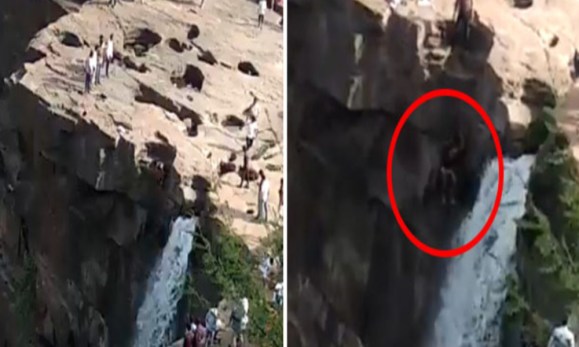 بالفيديو/ التهمه الشلال! سقط من ارتفاع 50 متراً خلال محاولته التقاط &quot;سيلفي&quot; في منطقة خطرة