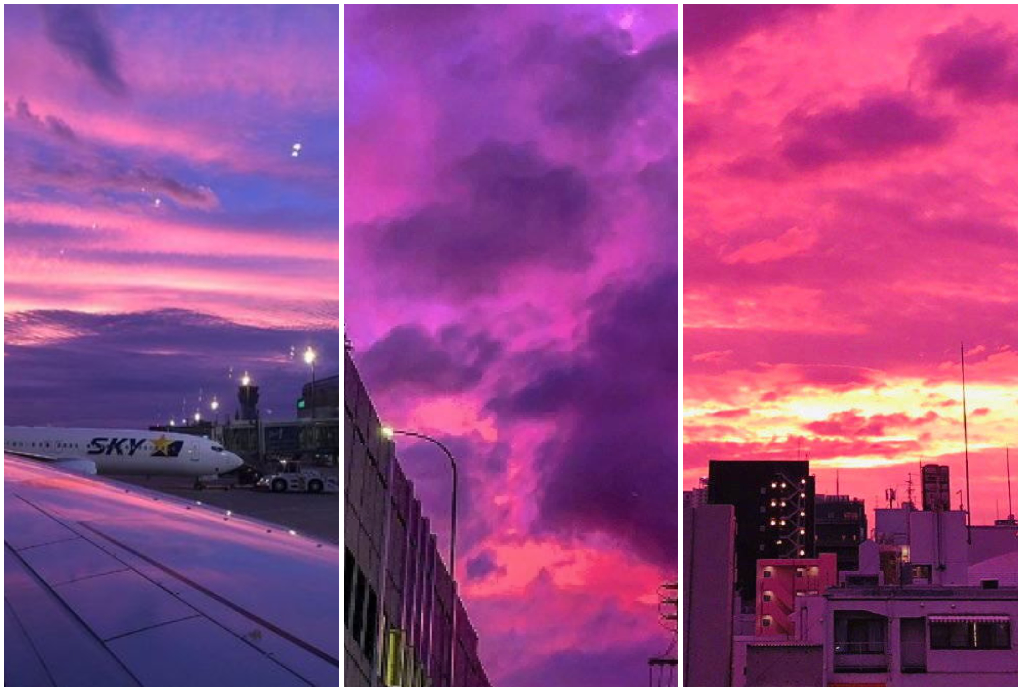 بالصور/ هدوء ما قبل العاصفة...سماء اليابان انصبغت باللون البنفسجي في مشهد نادر