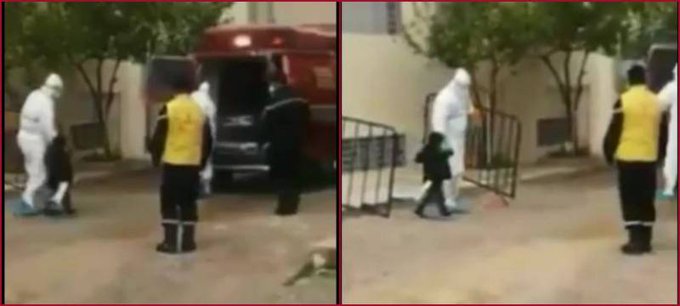 بالفيديو/ مشهد مؤثر لطفل يصعد سيارة الاسعاف بعد الاشتباه باصابته بفيروس كورونا...صفقوا له لتشجيعه