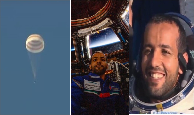 بالفيديو/ لحظة وصول رائد الفضاء العربي الاماراتي هزاع المنصوري الى الأرض بالمظلة!