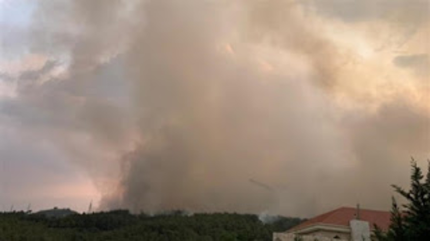 بالفيديو/ الحريق الكبير في بلدة مشرف...الحريق قضى على مساحات حرجية واسعة ووصل الى جامعة رفيق الحريري