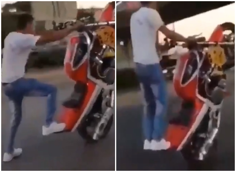 بالفيديو/ شاب يقوم بحركات خطيرة وجنونية وهو يقود الدراجة النارية على الطريق العام في سعدنايل....&quot;كفى استهتاراً بالأرواح&quot;!