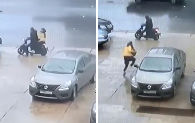 بالفيديو/ عمليّة سرقة &quot;خاطفة&quot; في ضبية... قام بفتح باب سيارة سيدة وانتشل حقيبتها ثم هرب مع صديقه!