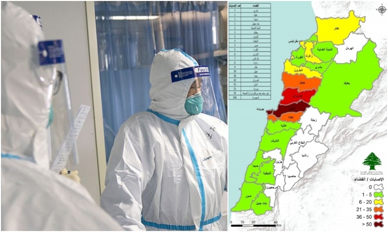 غرفة العمليات الوطنية لإدارة الكوارث: 304 حالة تم تسجيلها في لبنان...وإليكم خارطة الاصابات حسب الأقضية 