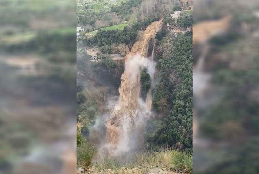 بالفيديو/ شلال كفرحلدا يغدق مياهه في مشهد مميز