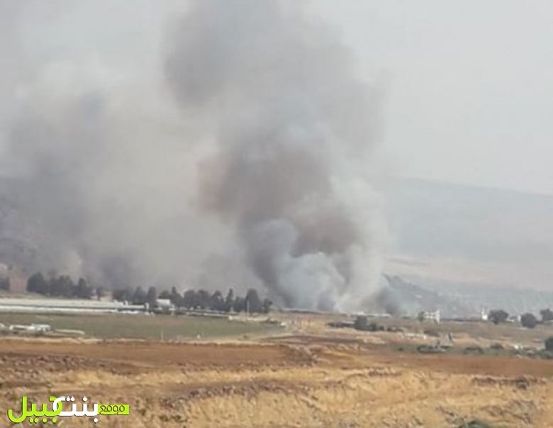 بالصور/ حريق كبير تسبب بإنفجار لغم مضاد للدروع في خراج بلدة العباسية الحدودية