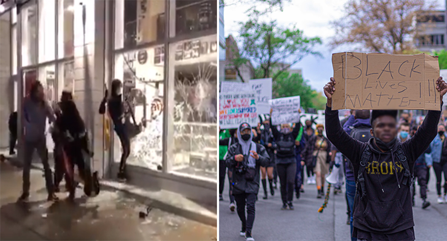بالصور والفيديو/ موجة الإحتجاجات والشغب تتمدد إلى مونتريال الكندية رفضاً للعنصرية واستنكاراً لمقتل الأميركي من أصل افريقي جورج فلويد