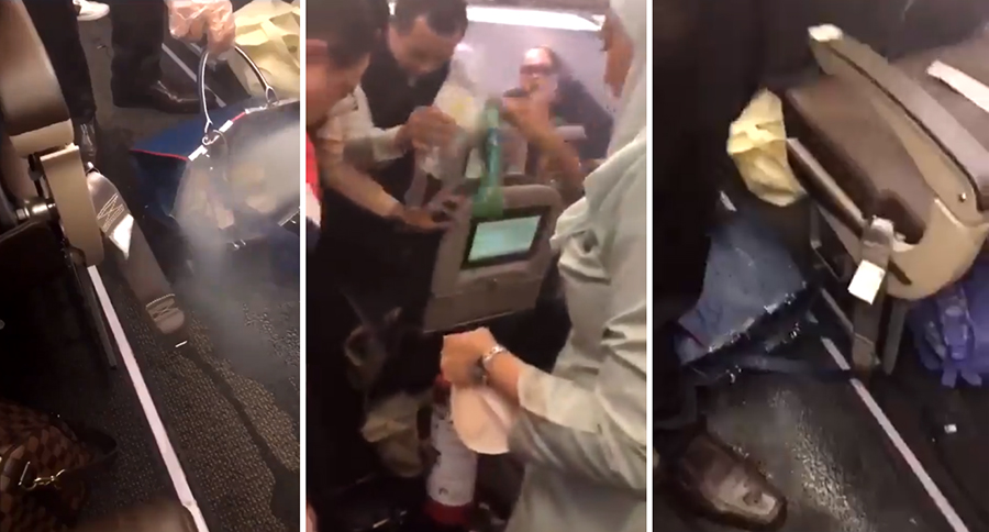 بالفيديو/ انفجر شاحن الهاتف خلال رحلة جوية وتصاعد الدخان من أحد الحقائب على متن الطائرة