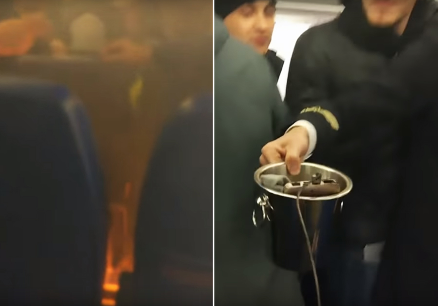 بالفيديو/ احتراق شاحن هاتف داخل طائرة وإجلاء الركاب في روسيا
