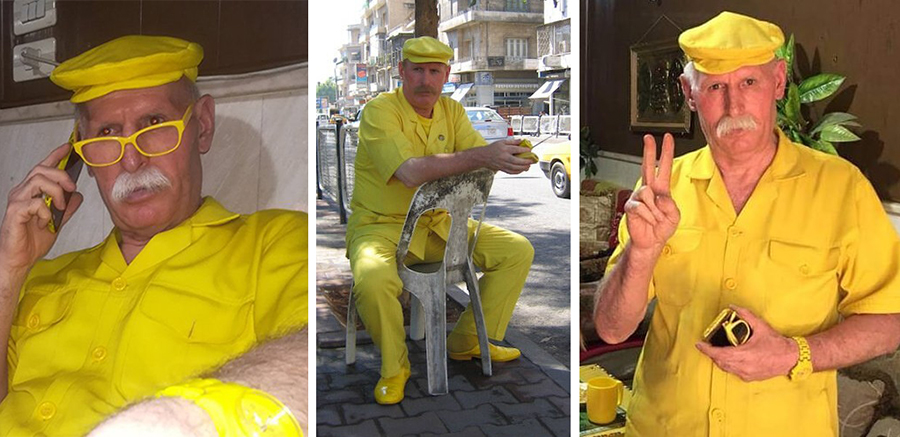 بالفيديو/ الرجل الأصفر...&quot;أبو زكور&quot; مشهور في حلب لارتدائه الأصفر منذ 35 عاماً...لم يسلم من تعذيب الإرهابيين واليوم يطمح لغينيس