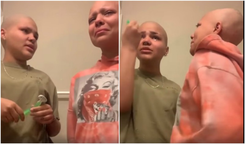 فيديو مؤثر لفتاة تساند شقيقتها المصابة بالسرطان من خلال حلق شعرها وحاجبيها&lrm; : &quot;لا معنى للحواجب ولا يضيفون شيئا لجمالك&quot;