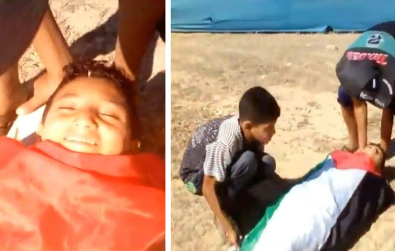مقطع فيديو تحول إلى حقيقة، طفل فلسطيني يلهو مع رفاقه ويمثل دور &quot;الشهيد&quot; قبل أسبوعين من استشهاده...طالته رصاصات الإحتلال أمس