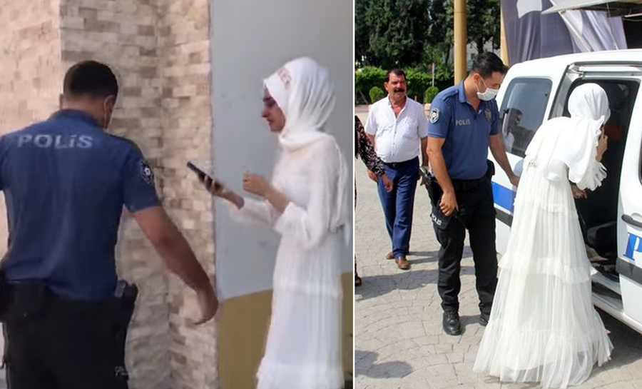 بالفيديو/ عروس استنجدت بالشرطة خلال عقد قرانها بعدما أرغمها أهلها على الزواج والشرطة التركية تستجيب وتدهم صالة العرس