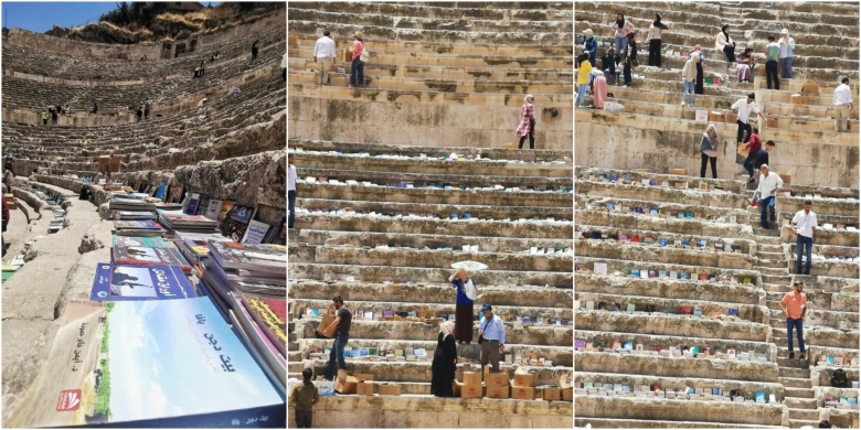 بالصور/ مبادرة لافتة في الأردن...توزيع 30 ألف كتاب مجانا في المدرج الروماني