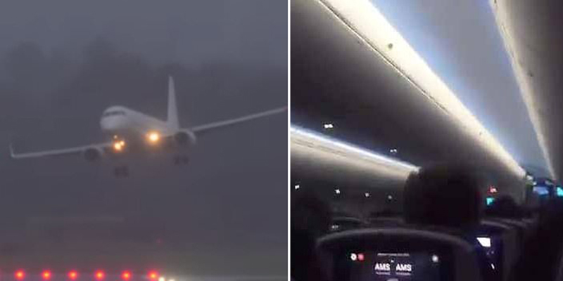 بالفيديو/ ذعرٌ وصراخ على متن طائرة ركاب فشلت في الهبوط في أمستردام بسبب العاصفة &laquo;سابين&raquo; التي تضرب أوروبا!