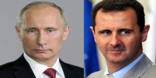 الأسد يرسل برقية تعزية لبوتين بالعسكريين الروس في حادث سقوط الطائرة