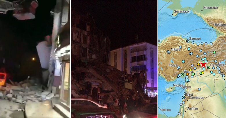 بالصور والفيديو/ الزلزال الذي ضرب المناطق الشرقية من تركيا، تسبب بأضرار ضخمة في تركيا وطالت هزاته الإرتدادية العديد من مناطق سوريا والعراق ولبنان وفلسطين