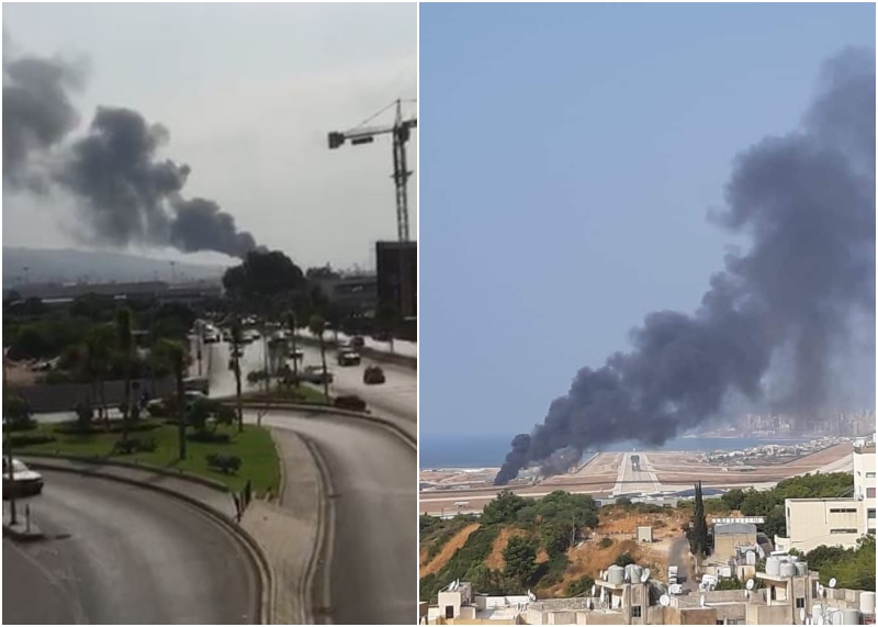 بالصورة/ اندلاع حريق كبير قرب مطار بيروت!
