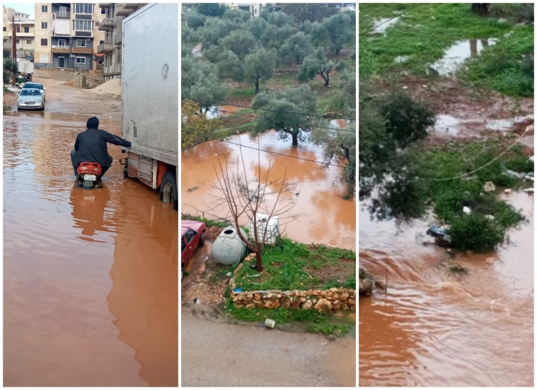 بالصور/ المياه تغمر عدداً من السيارات في بلدة بتواريج قضاء الكورة ودخلت الى باحات المباني