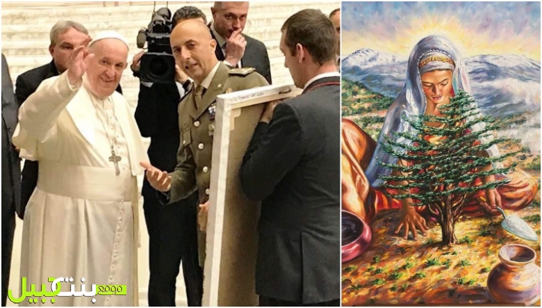 بالصور/ تقديم &quot;مادونا ديل سيدرو&quot; لوحة للرسام اللبناني المقيم في إيطاليا علي حسون هدية لبابا الفاتيكان