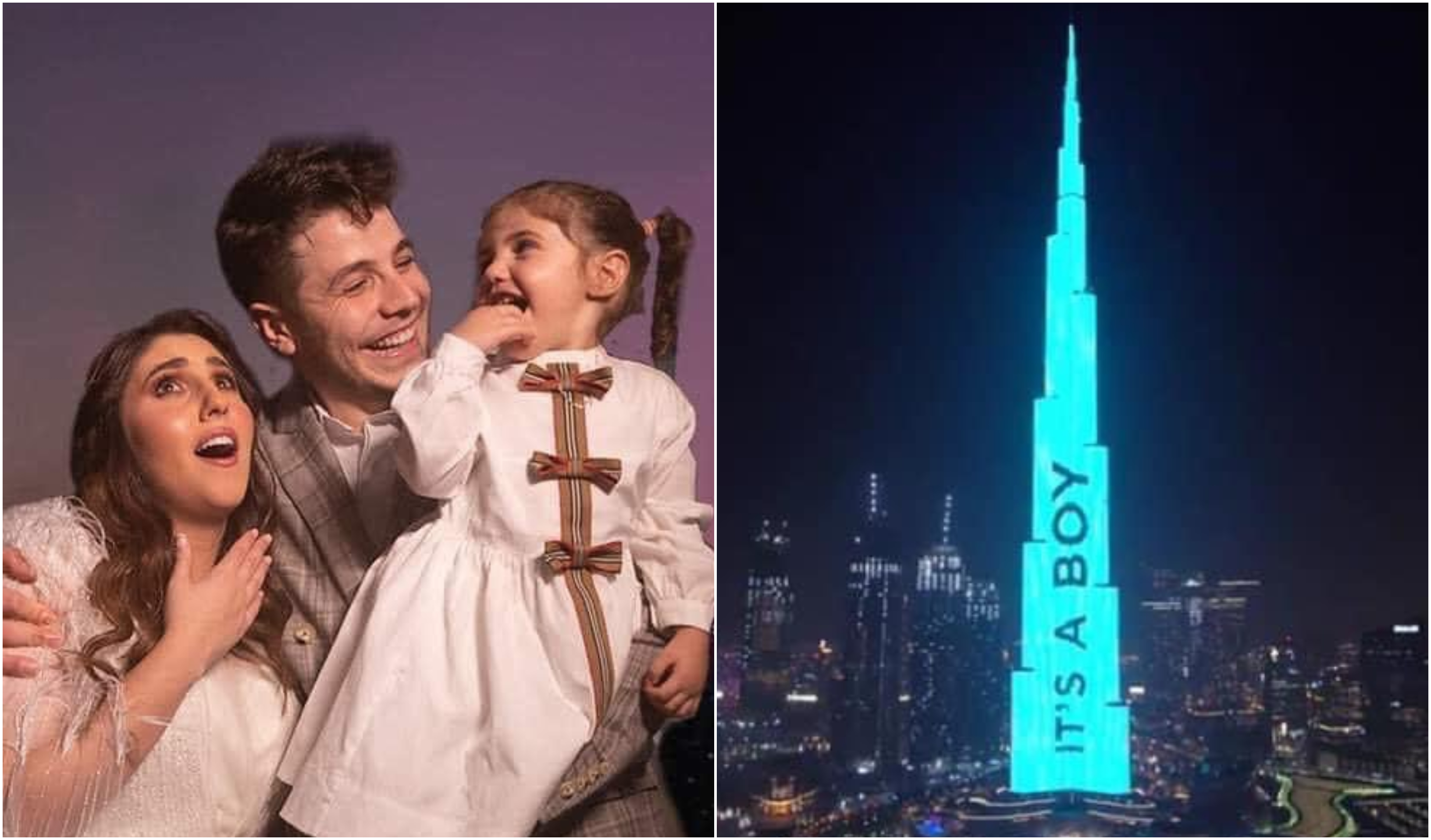 بالفيديو/ أضخم حفل في العالم للكشف عن جنس الجنين أقامه زوجان عبر برج خليفة!
